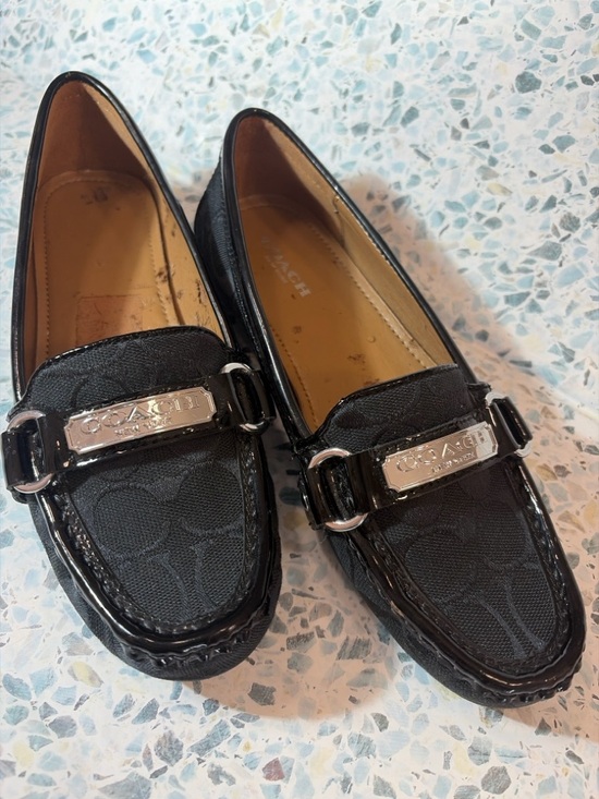 Coach Felisha Black Signature Loafers Size 6 Patent Trim Driving Flats - Picture 3 of 7
